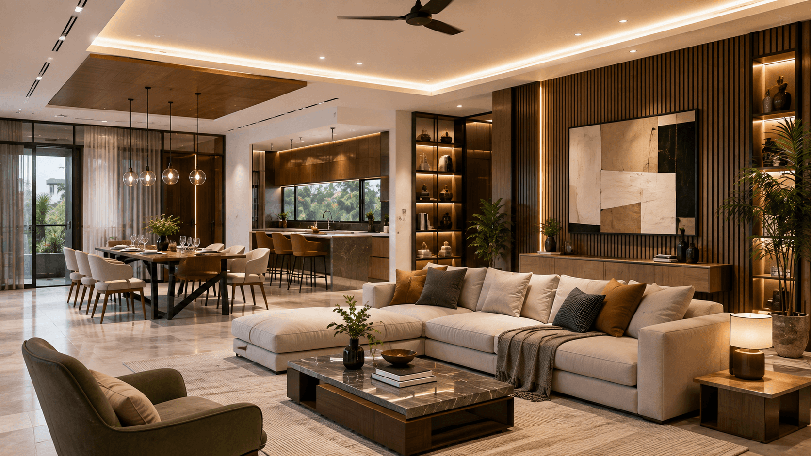 Completed contemporary residential interior